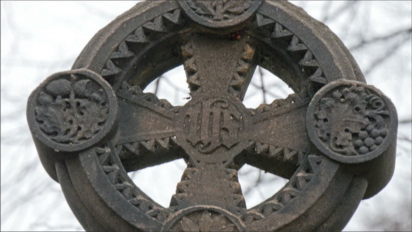 Circle with Cross Tombstone in the Cemetery