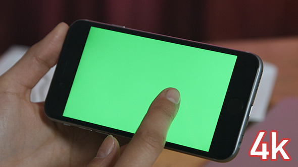 Girl Using Smartphone with Green Screen