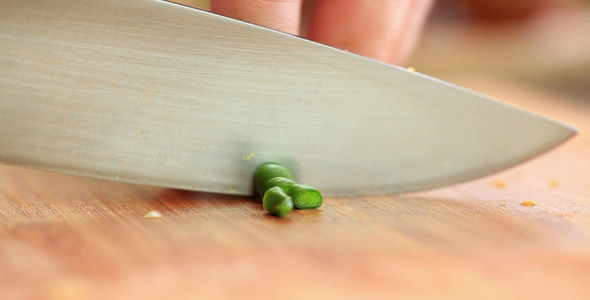 Chopping Spicy Green Pepper