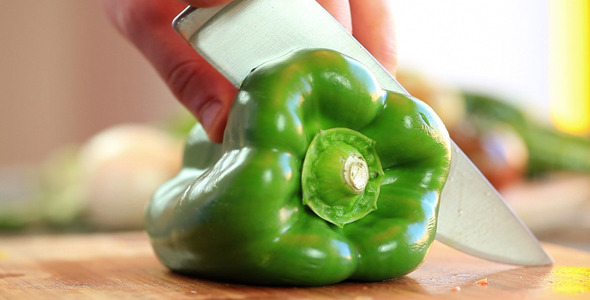 Cutting Green Pepper