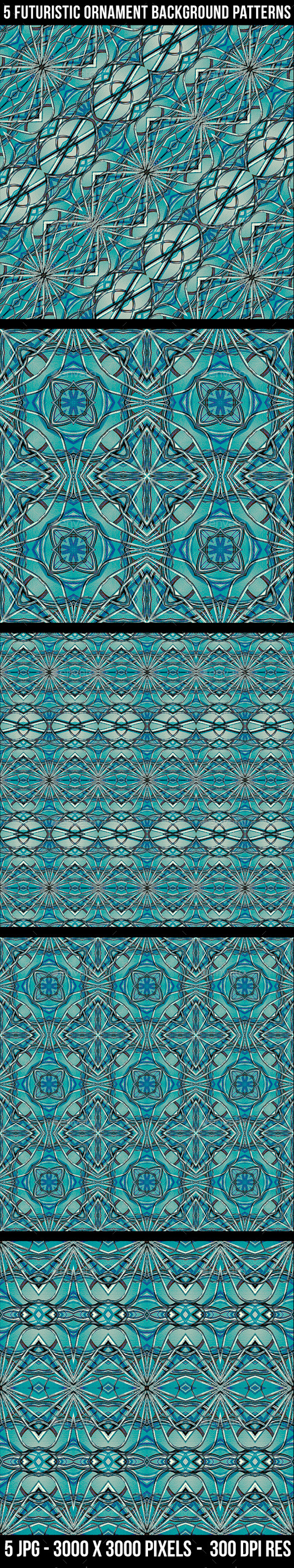 5 Futuristic Ornament Patterns - Tech / Futuristic Backgrounds