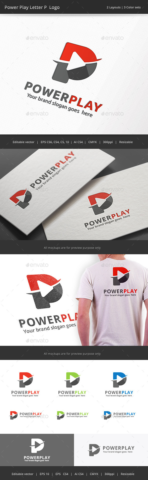 Power Play Letter P Logo - Letters Logo Templates