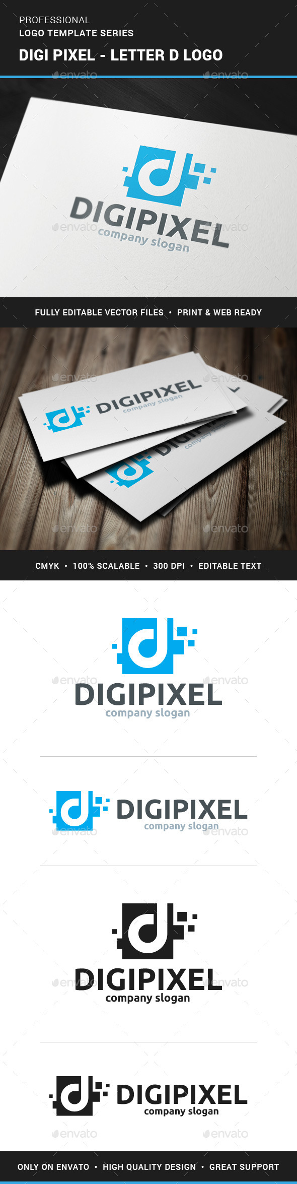 Digi Pixel - Letter D Logo - Letters Logo Templates