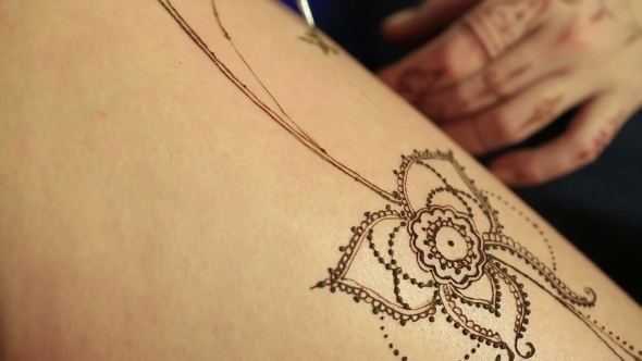 Henna Body Painting. View Of Process