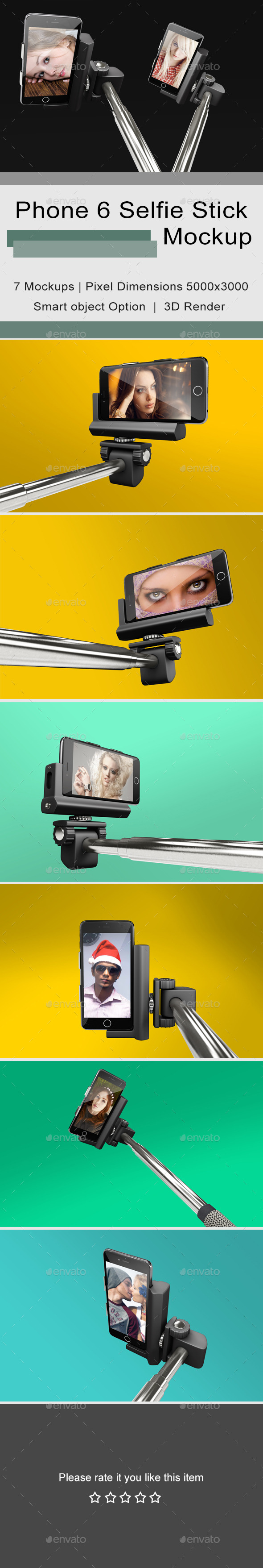 Phone 6 Selfie Stick Mockup 2 - Mobile Displays