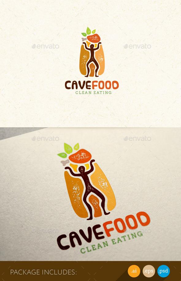 Paleo Food Eat Clean Diet Logo Concept - Food Logo Templates