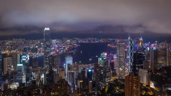 Drone Footage Of A City Night Lights