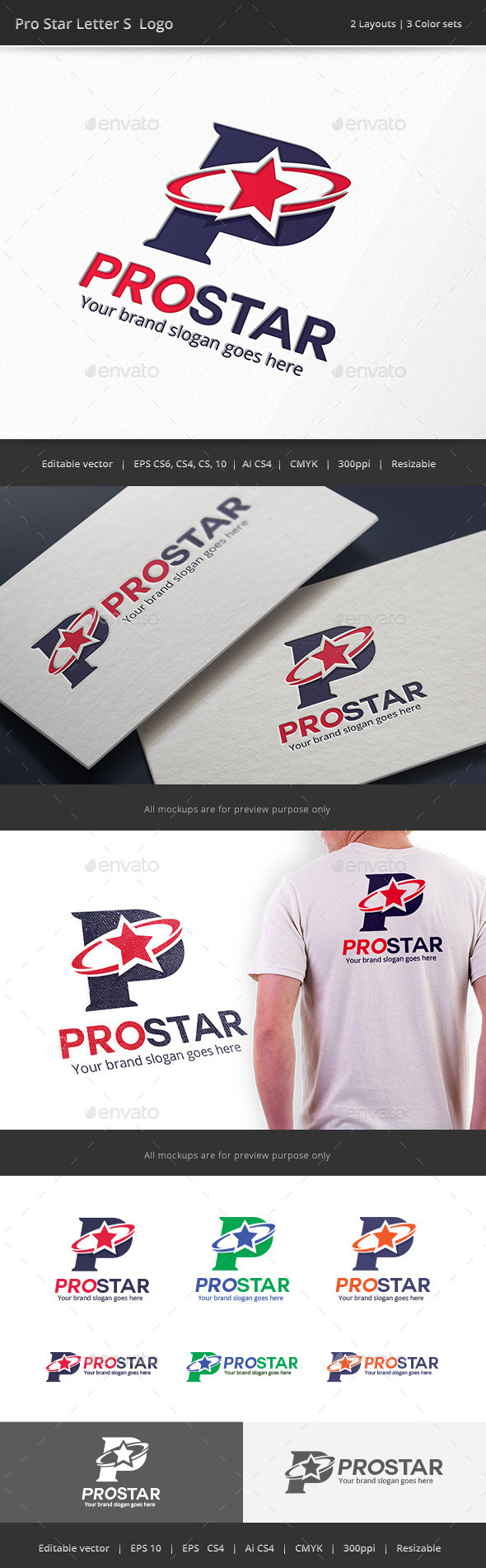 Pro Star Letter P Logo - Letters Logo Templates