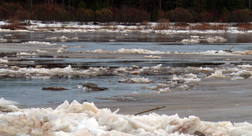 Ice break and  drift on the river