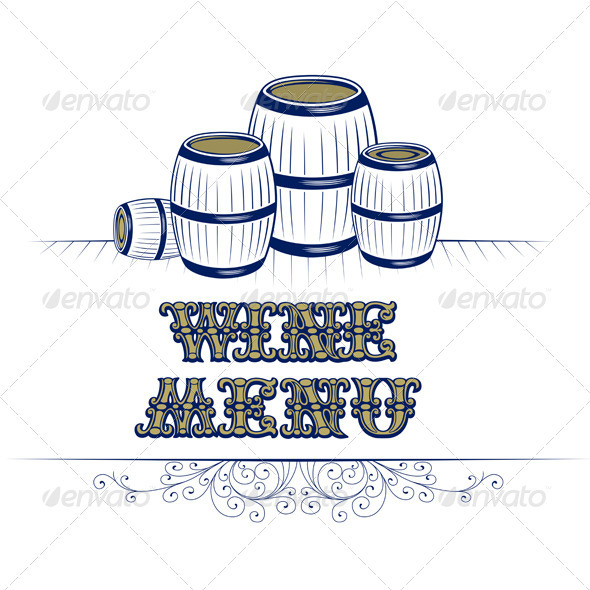 Wine List With Cask And Vintage Pattern