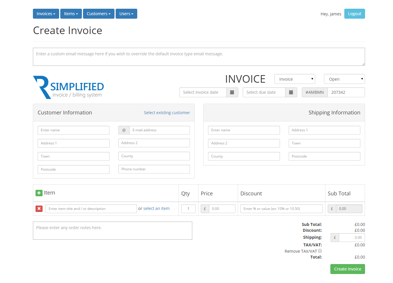 in form php invoice Invoice System / Billing by Simplified hostandname PHP