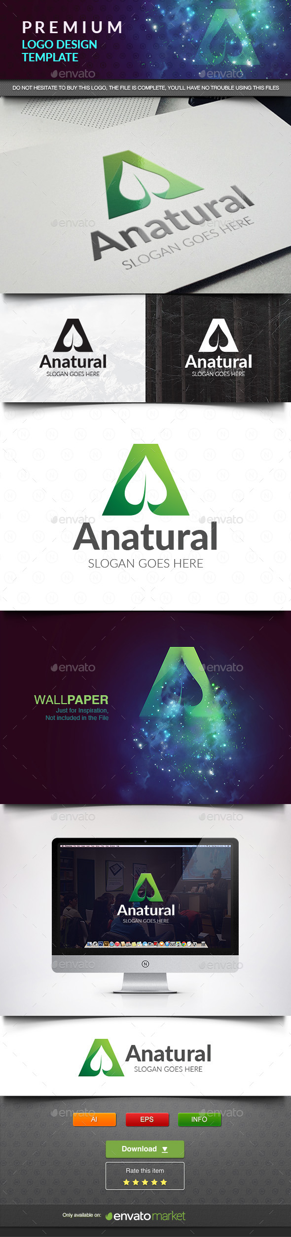 Anatural Green Leaf - Letters Logo Templates