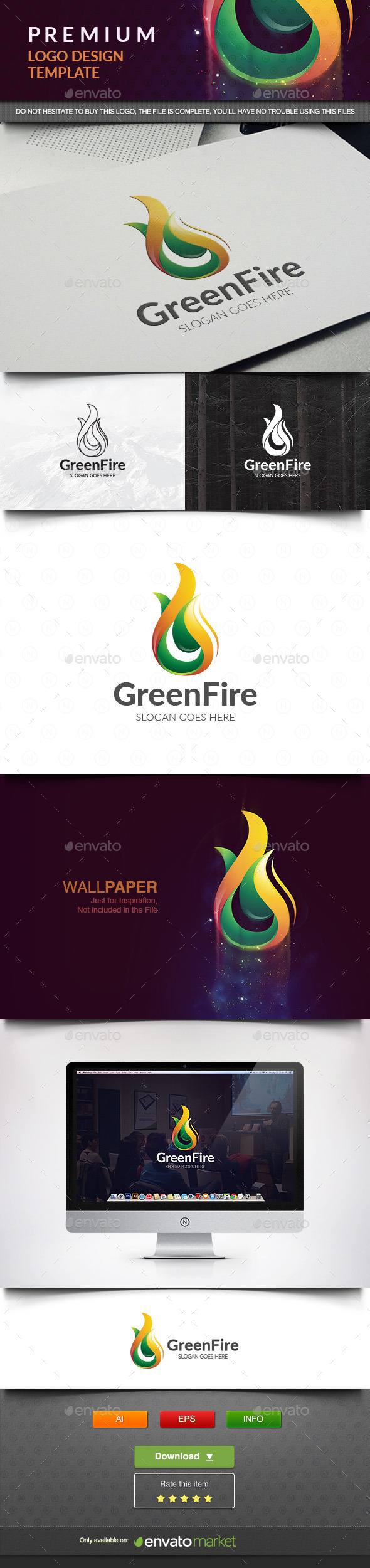 Abstract Fire Green - 3d Abstract