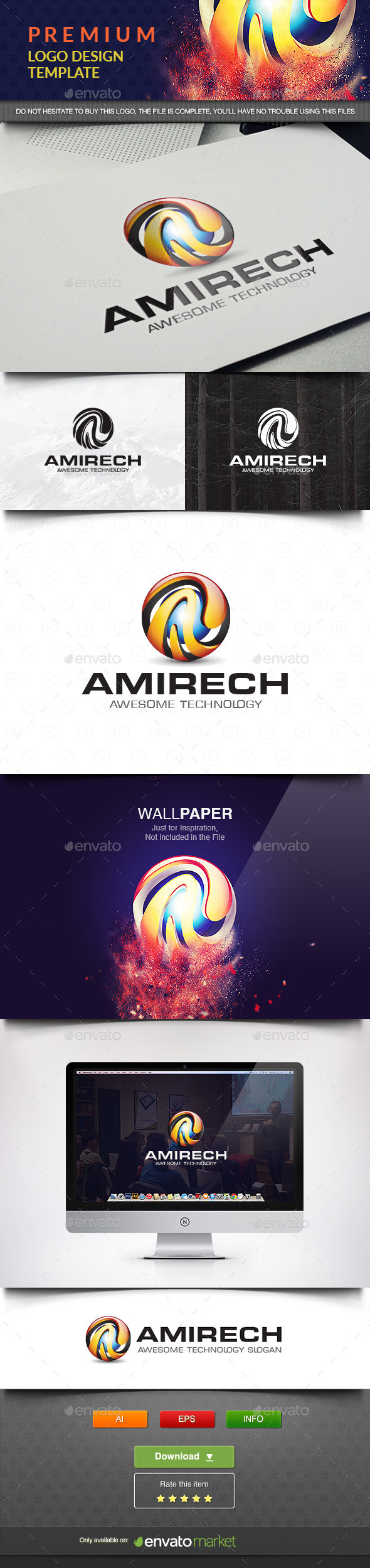 Amirech Logo Template - 3d Abstract