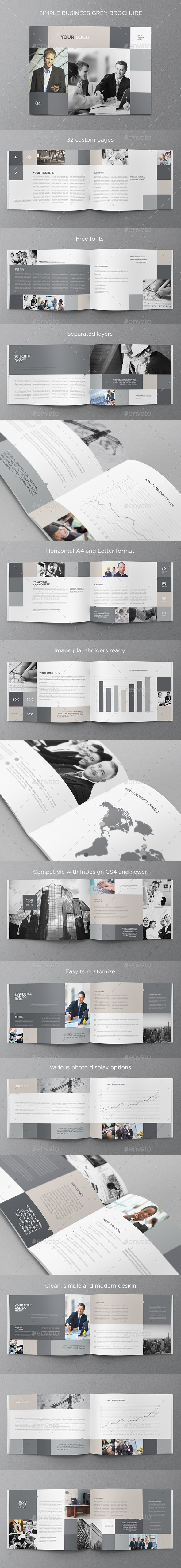 Simple Business Grey Brochure - Brochures Print Templates