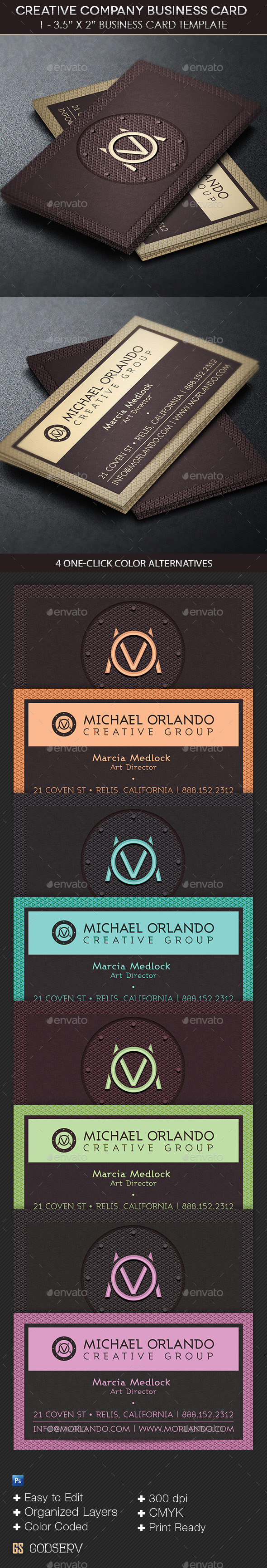 Creative Company Business Card Template - Industry Specific Business Cards
