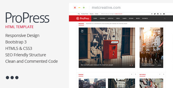 ProPress - Responsive News & Magazine Template