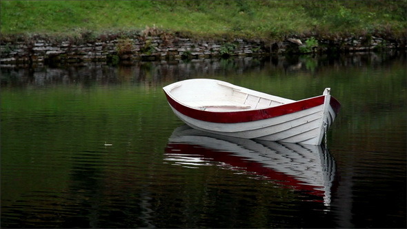White Row Boat with Red Linings