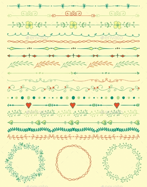 Hand Sketched Colorful Seamless Borders - Borders Decorative