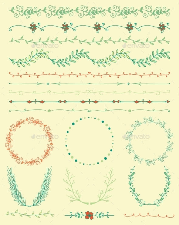 Hand Sketched Colorful Seamless Borders - Borders Decorative