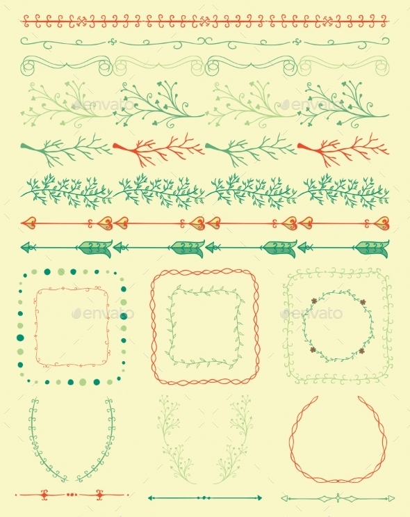 Hand Sketched Colorful Seamless Borders - Borders Decorative