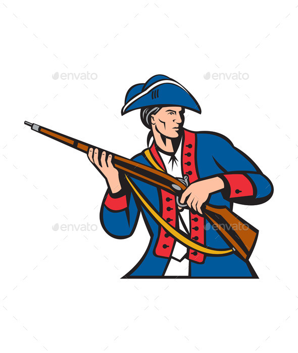 American Patriot Militia Musket Retro - People Characters