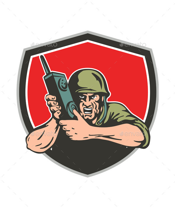 World War Two American Soldier Field Radio Shield - People Characters