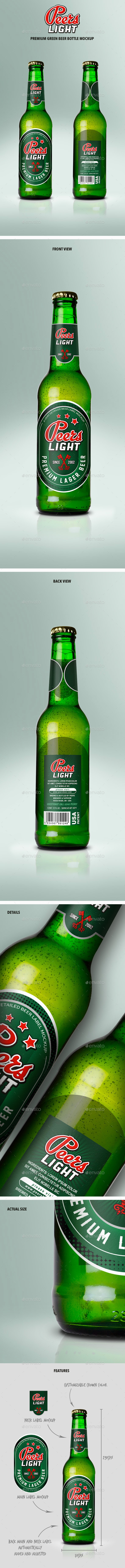 Premium Green Beer Bottle Mockup - Food and Drink Packaging