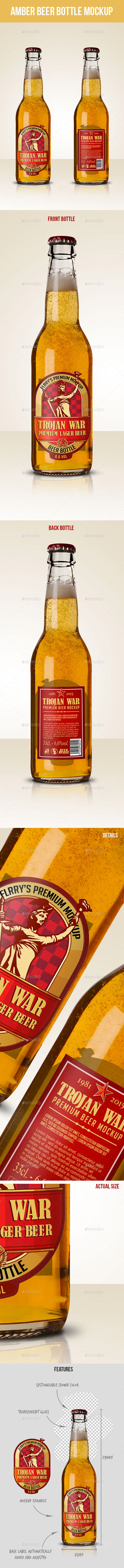 Premium Amber Beer Bottle Mockup - Food and Drink Packaging