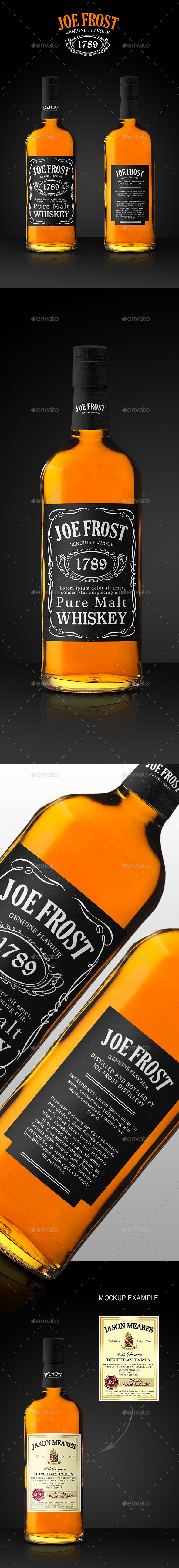 Premium Whiskey Bottle Mockup - Product Mock-Ups Graphics