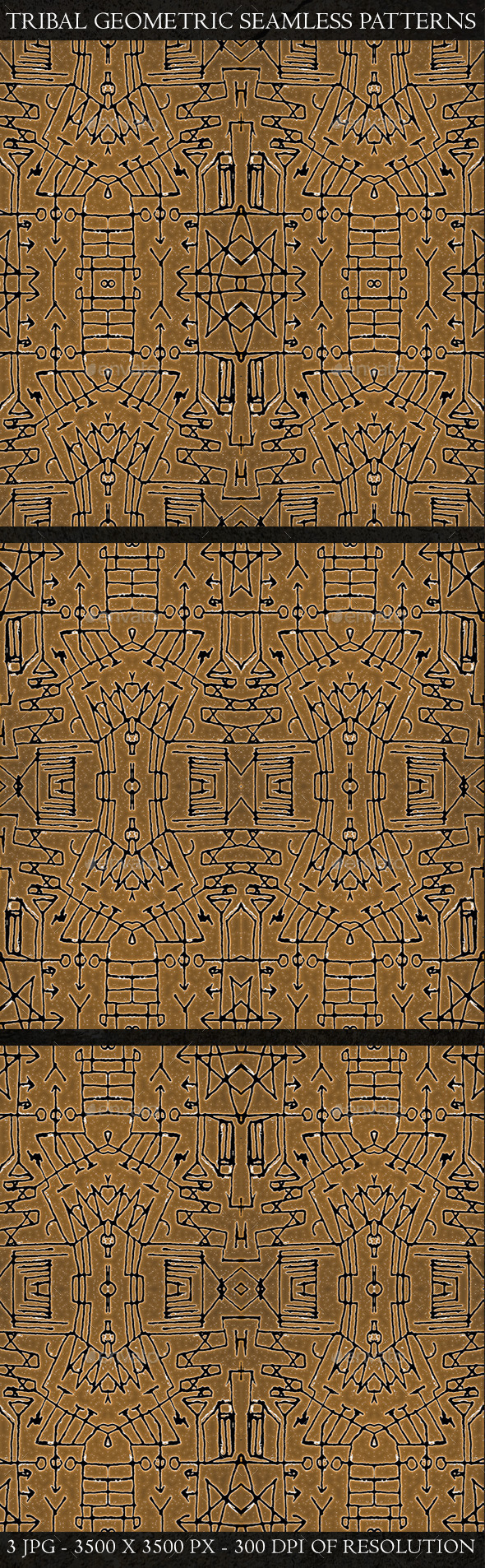3 Tribal Geometric Seamless Patterns - Patterns Backgrounds