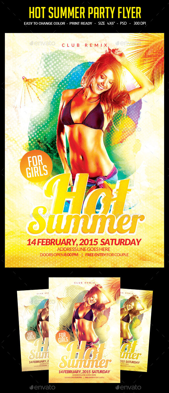 Hot Summer Party Flyer - Clubs & Parties Events