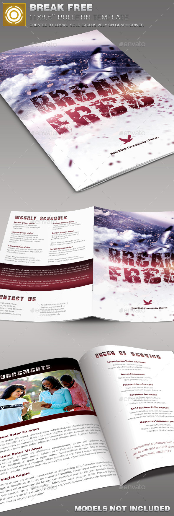 Break Free Church Bulletin Template - Informational Brochures