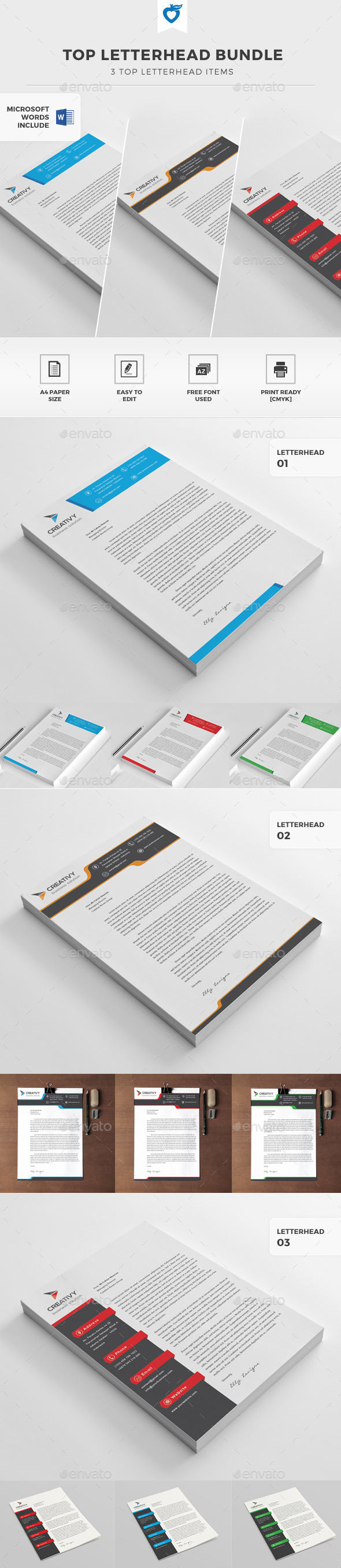 Letterhead Bundle - Stationery Print Templates