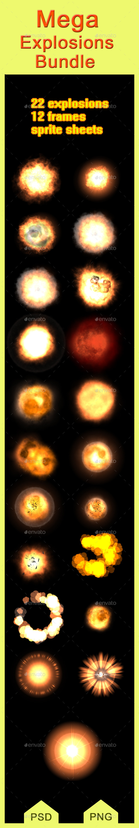 Mega Explosions Bundle - Sprites Game Assets