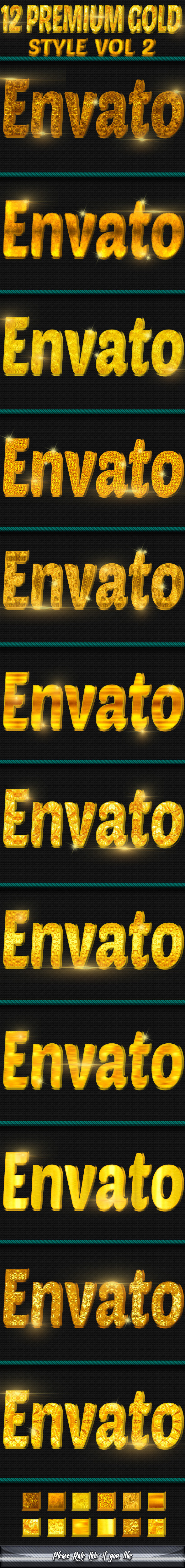 12 Gold Style Vol 2 - Styles Photoshop