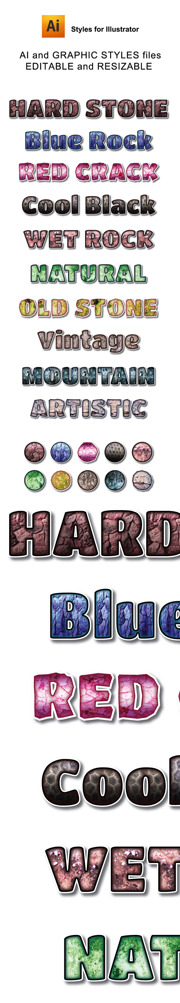 Hard Stone Graphic Styles for Ai - Styles Illustrator