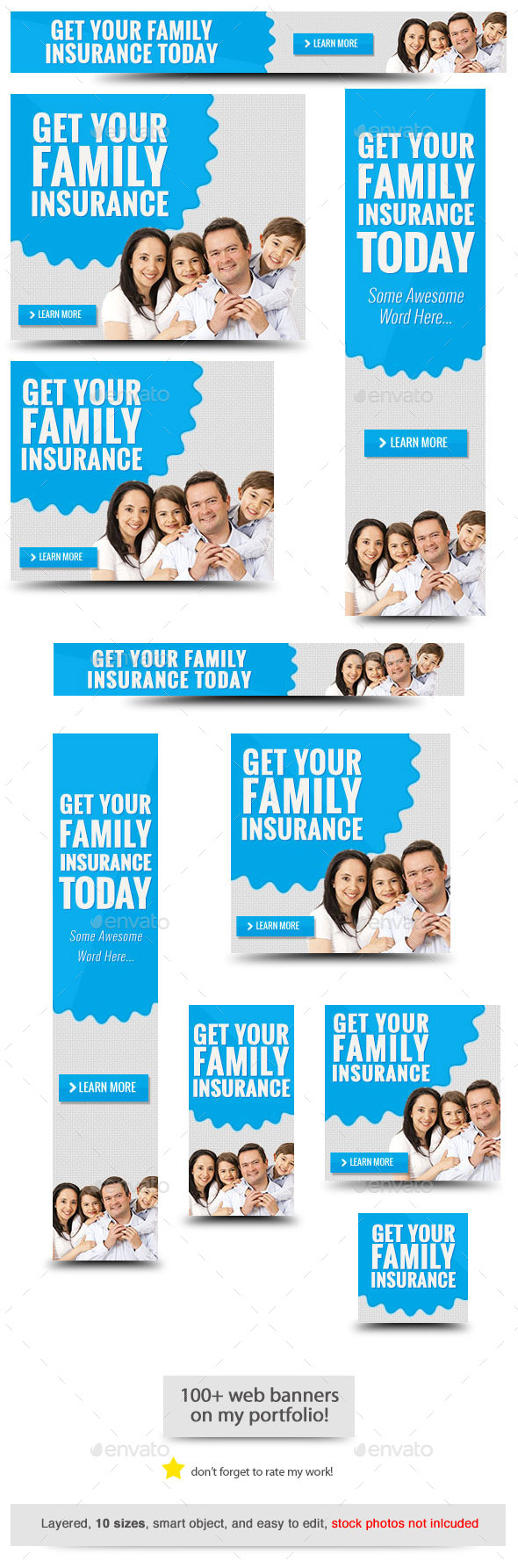 Insurance Web Banner Template - Banners & Ads Web Elements