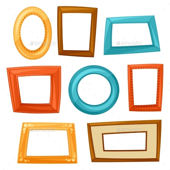 Set Of Color Various Frames On White Background - Objects Vectors