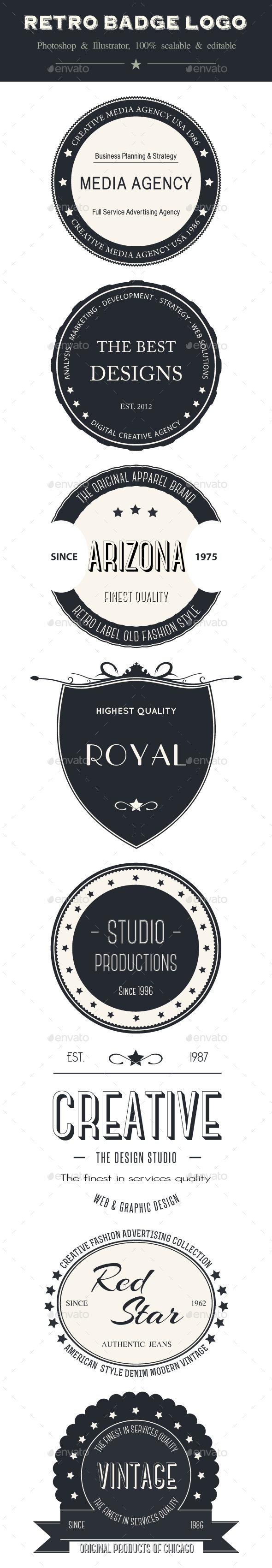 Retro Badge Logo Vol. 1 - Badges & Stickers Web Elements