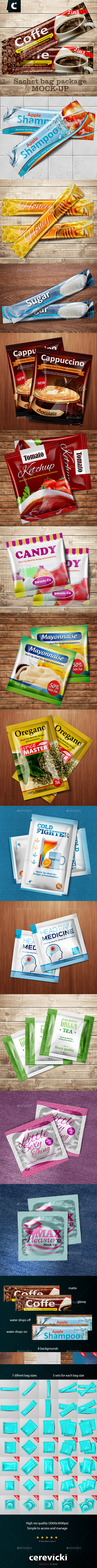 Sachet Foil bag package mock-up - Food and Drink Packaging