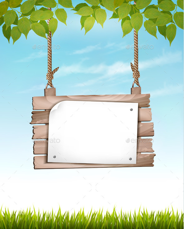 Natural Background With Leaves And A Wooden Sign - Nature Conceptual