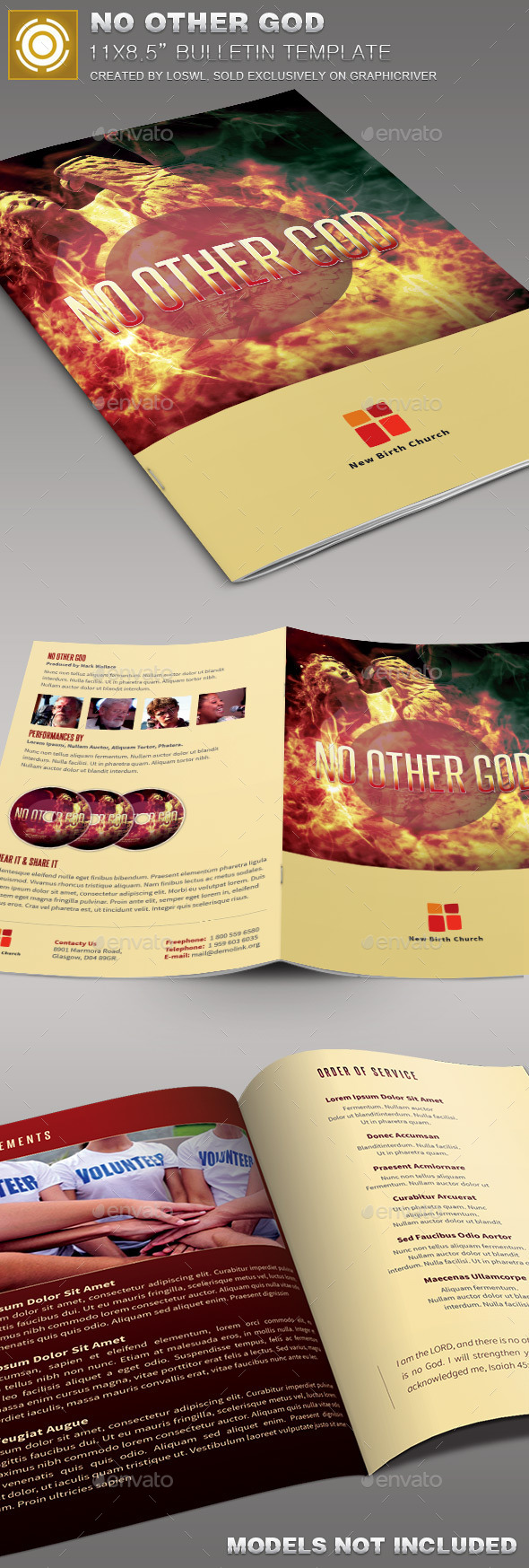 No Other God Church Bulletin Template - Informational Brochures
