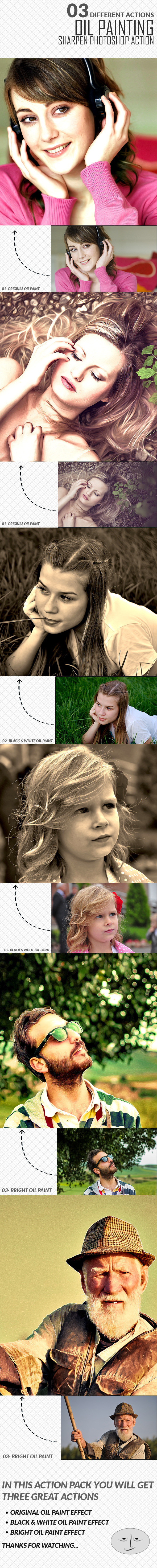 03 Different Oil Paingting Photoshop Actions - Photo Effects Actions