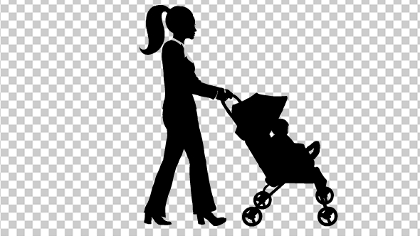 Woman Pushing Baby Cart