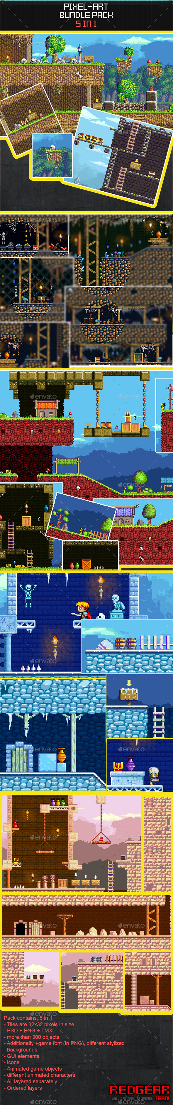2D Pixel Art Bundle Pack - Game Kits Game Assets