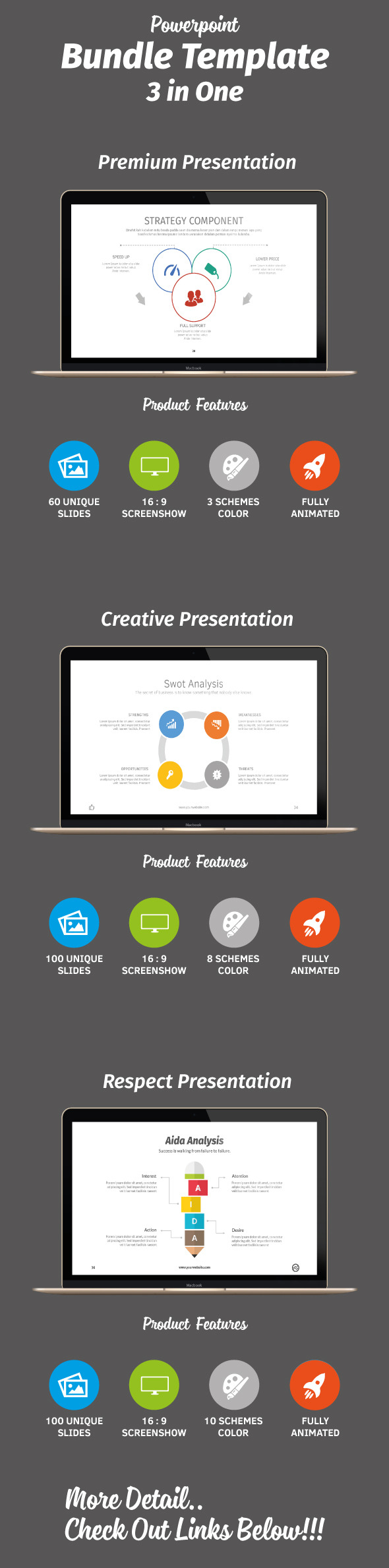 Powerpoint Bundle 3 in One - Abstract PowerPoint Templates