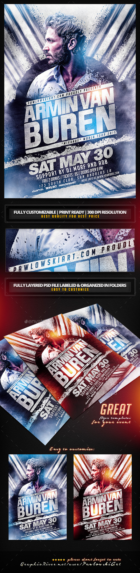 DJ Electro v6 Flyer Templates - Clubs & Parties Events