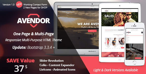 AVENDOR - One - ThemeForest 8750573