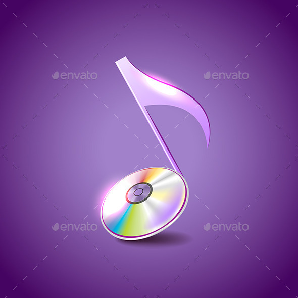 Music Note Like Compact Disc Vector Background - Media Technology
